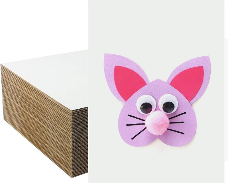 zmybcpack 50 Pack White Corrugated Cardboard Sheets 9x12 inch, Corrugated Cardboard Filler Insert Sheet Pads for Packing, Mailing, Crafts - Image 1